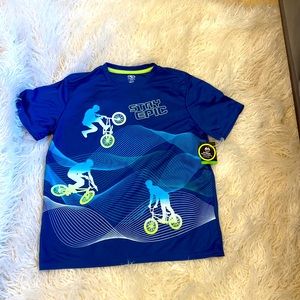 Athletic works Blue bike design shirt